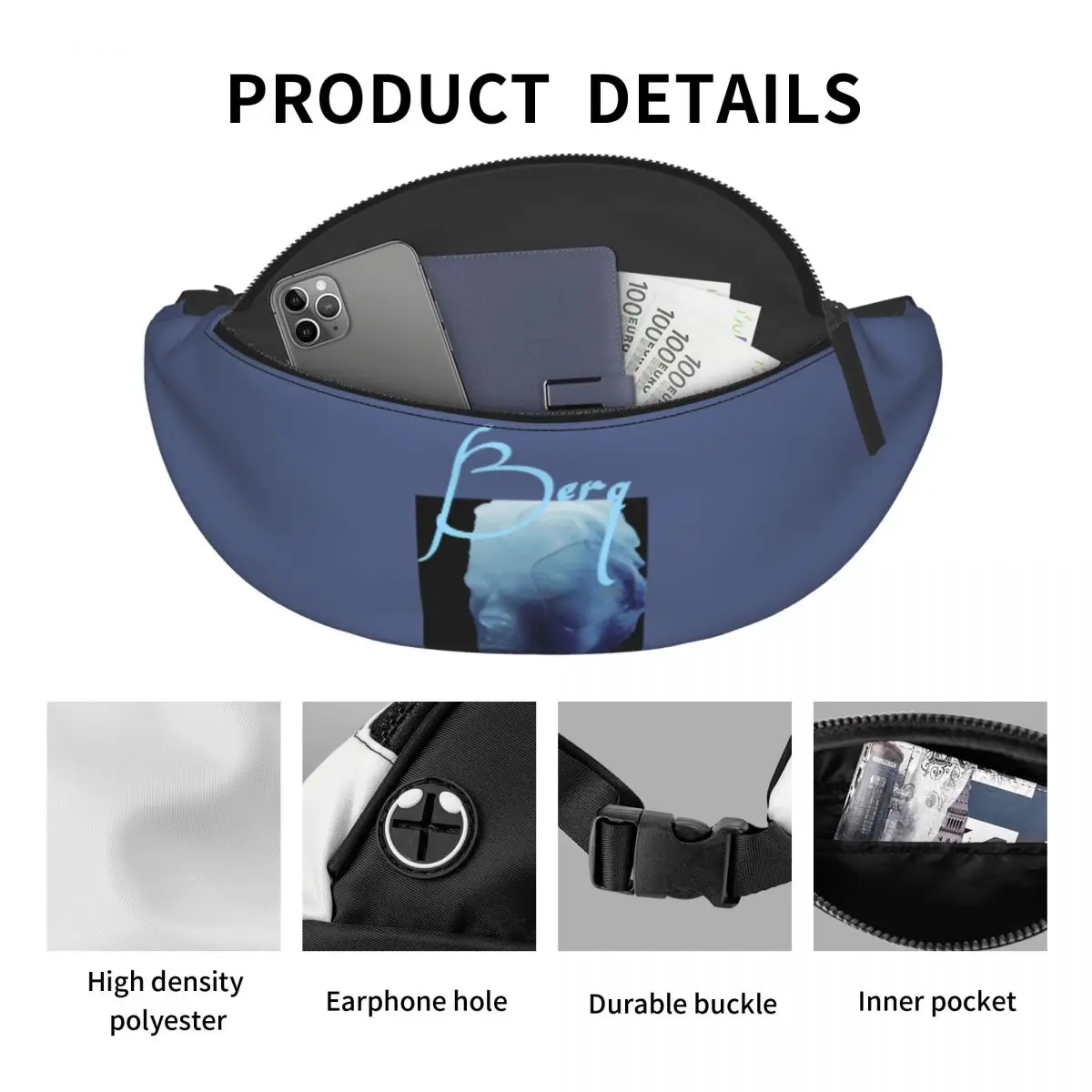 Berq Album Fanny Pack Men Women Crossbody Adjustable Waist Bag Travel Running Phone Pouch