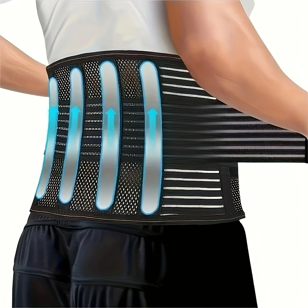 Picture 3: Compression Waist Support Belt with 5 Reinforced Support Plates, Breathable Mesh Back Support, And Adjustable Elastic Compressio