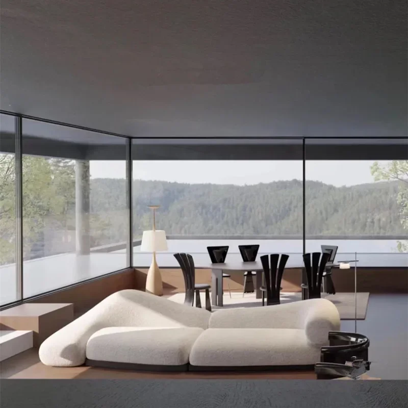 

For Floating Sofa, Light French Modern Living Room Snowflake Milk White Sofa