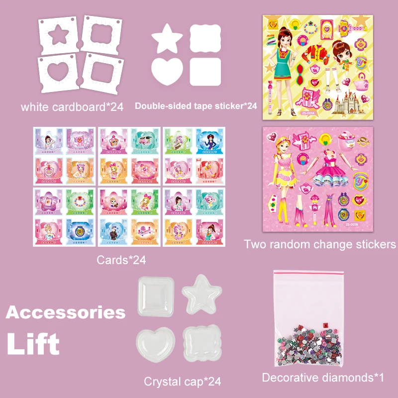 24개 크리에이티브 3D 매직 DIY 스티커 기계 밥솥 수제 공예 키트 (여아용, 어린이용, 핸드메이드 장난감, 교육용, 재미있는 어린이용)