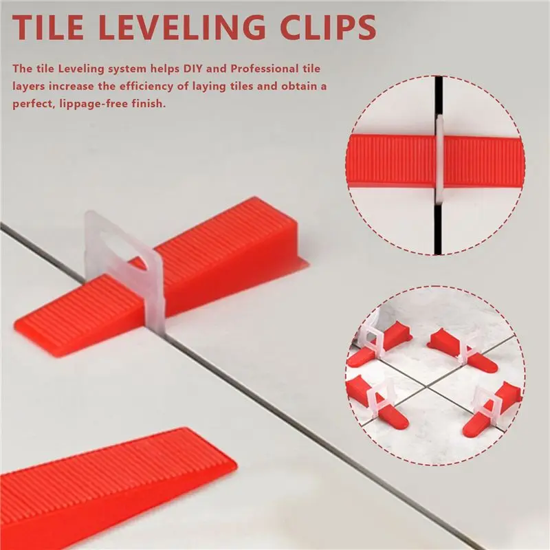 A57X NEW Tile Leveling System Clips 2Mm -400 Pcs DIY Tiles Leveler Spacers for Professional Ceramic Tile and Stone Installation