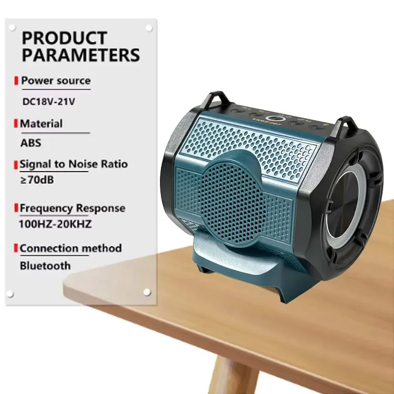 Portable Speaker for Makita Battery with USB Type-C Port Bluetooth-compatible Loudspeaker for Jobsite Camping Party (No Battery)