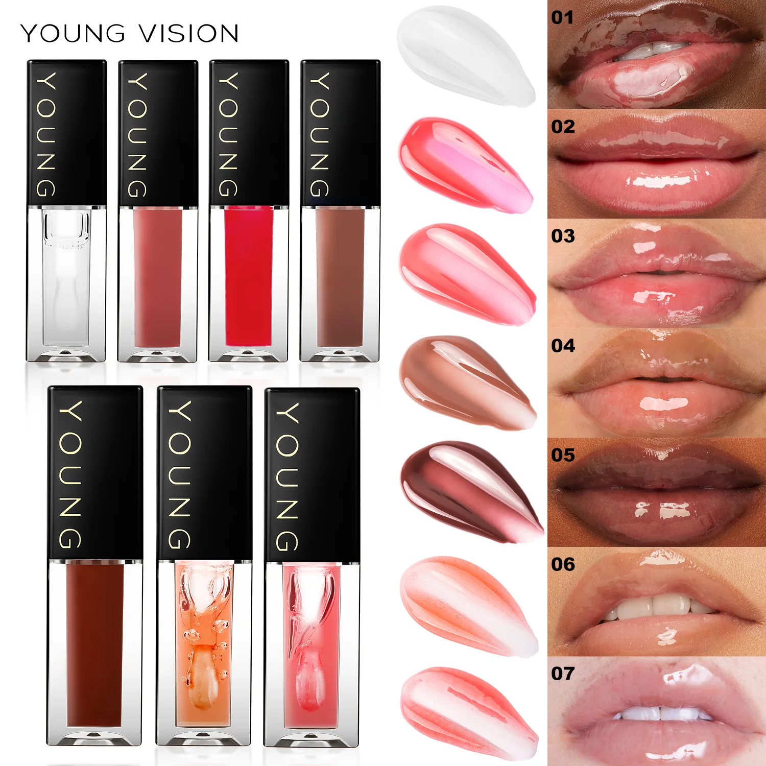 

7 colors Lip Oil, Mirror Finish, Water Gloss, Moisture and Pouting Lip Liquid Lipstick