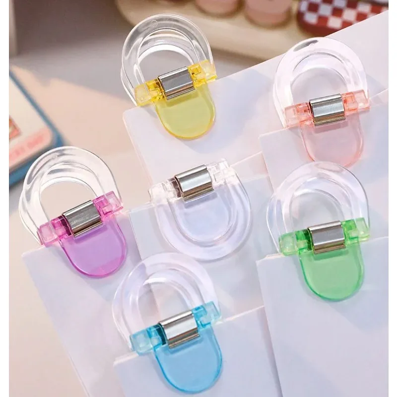 5PCS Colorful Clear Binder Clips Non-Trace Transparent Multifunctional Clips fo Test Aesthetic Scrapbooking Stationery