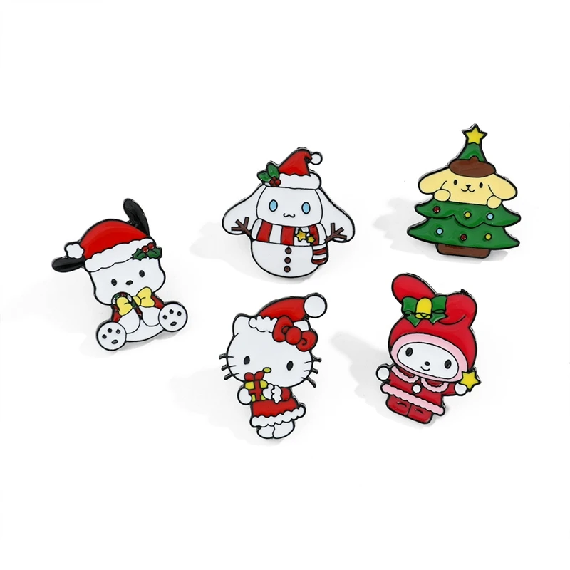 Hello Kitty brooch 7pcs Anime Cartoon Character Cute Enamel Pin Backpack Clothing Metal Badge Brooch Christmas for Friend Gift