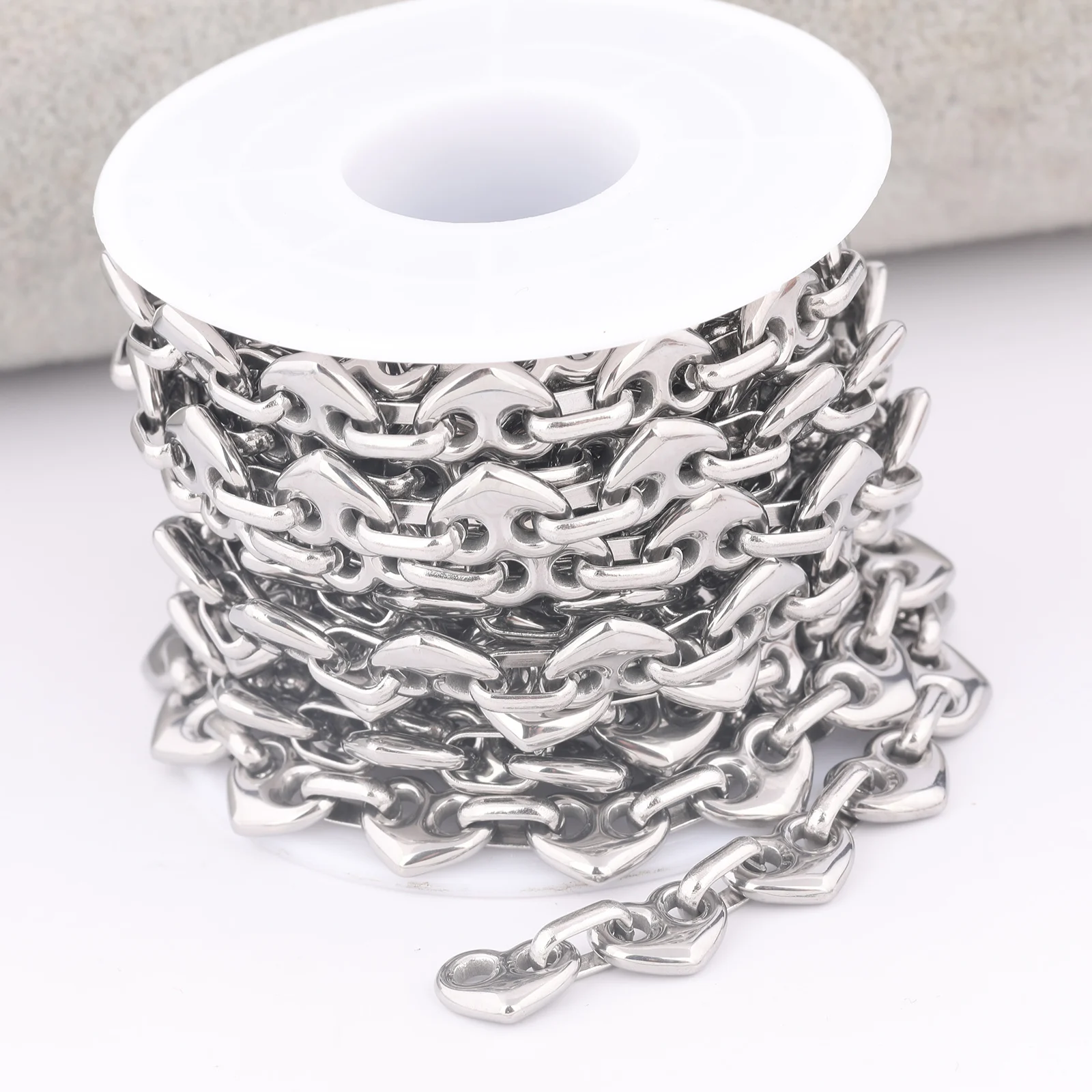 

1meter stainless steel 10x8mm Heart Charm Connector Pig Nose Link Chain For Jewelry Making Diy Bracelets Necklace Accessories