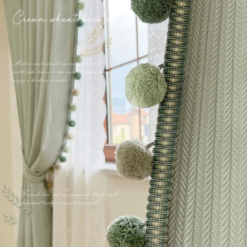 ChildrenWheat Ear Pattern Milk Green Curtains Curtains for Living Room Bedroom  Fresh and Healing SeriesDining Room Curtains