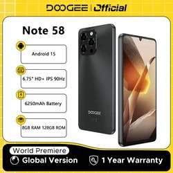 Global Version DOOGEE Note 58 Android 15 Smartphone 8GB RAM+128GB ROM 6.75