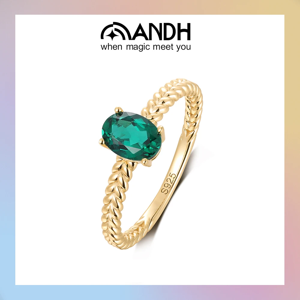 

Кольцо с выращенным в лаборатории изумрудом ANDH для женщин, позолоченное 14-каратным золотом, роскошное кольцо с витым ободком, элегантное ювелирное украшение для годовщины и помолвки, подарок