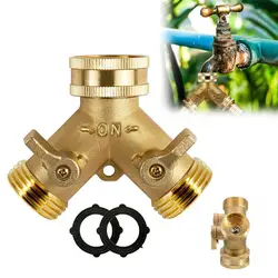 Garden Tools Copper Connector Copper 3/4 Garden Hose Water Y-tee Faucet Splitter Adjustable Control Splitter Flow Connector