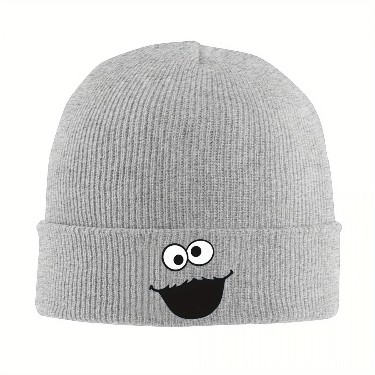 S-Sesame Street Cookie Monster Face Knitted Hat for Women Men Beanies Autumn Winter Hats Warm Cap