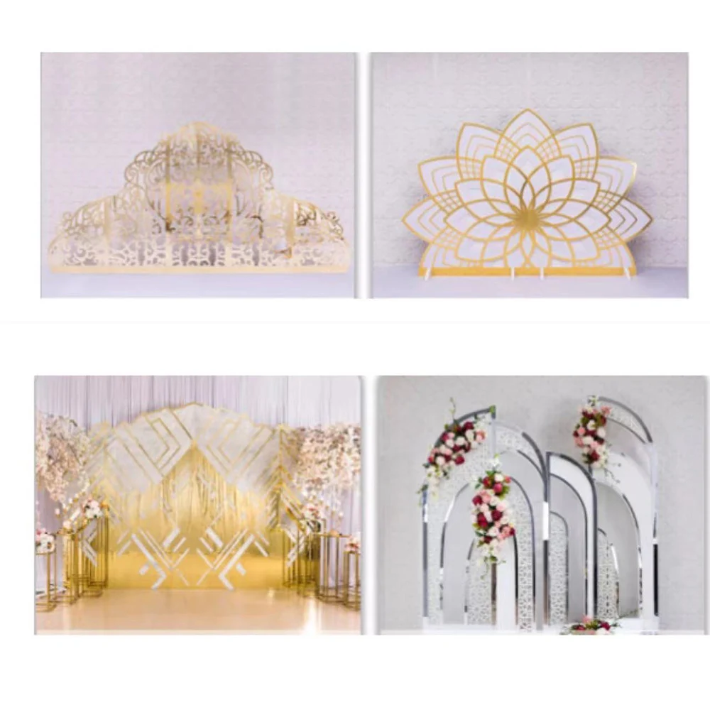 New Design Golden Acrylic Backdrop Pvc Wedding Decoration Backdrop for Event Stage