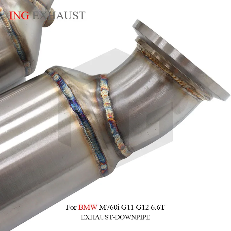 ماسورة العادم النازل لسيارات BMW M760i G11 G12 6.6T V12 N74 2016-2022 3 "الفولاذ المقاوم للصدأ Catless/Catted Turbo Headpipe 🚀