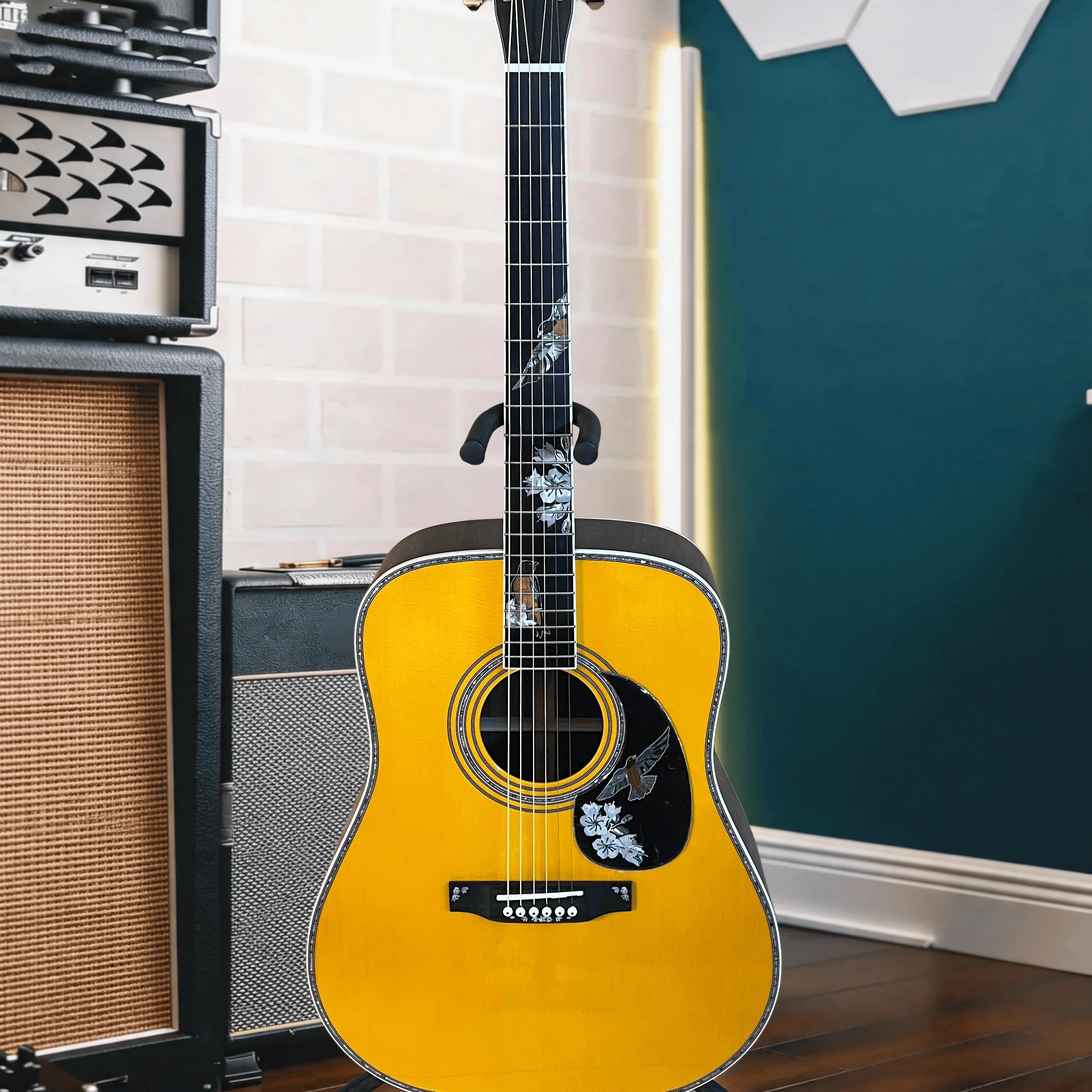 D41 Emperor Bird Inlay Ebony Top 6 Strings Acoustic Guitar Rosewood Back Sides Ebony Bridge 41 Inch Beginner Gift Free Shipping