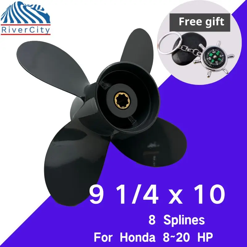 

Outboard Propeller For Honda 8hp 9.9HP 15HP 20HP 9 1/4x10 Boat Aluminum Alloy Screw 4 Blade 8 Spline Marine Engine