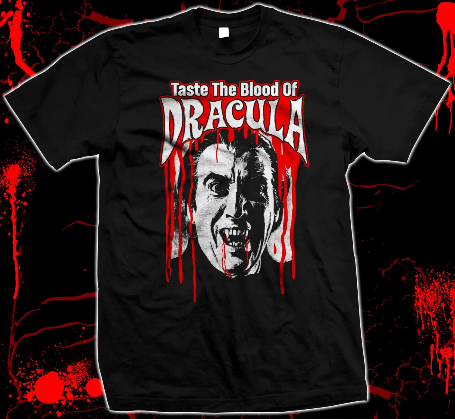 Taste The Blood Of Dracula Christopher Lee Pre shrunk hand screned 100 cotton t shirt