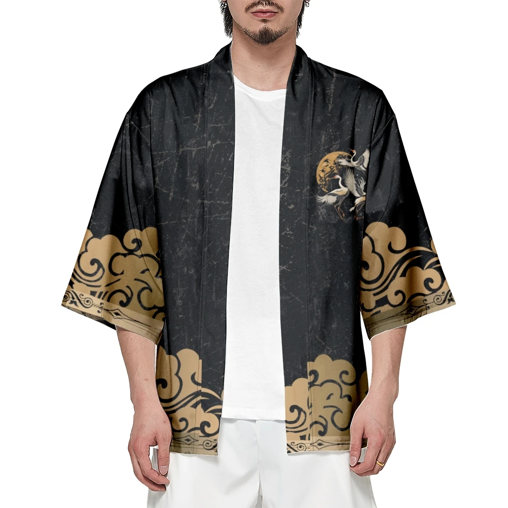 Ukuran besar 4XL 5XL 6XL musim panas mode Jepang Retro Derek lukisan Kimono Streetwear kardigan jubah Wanita Pria Haori atas Yukata