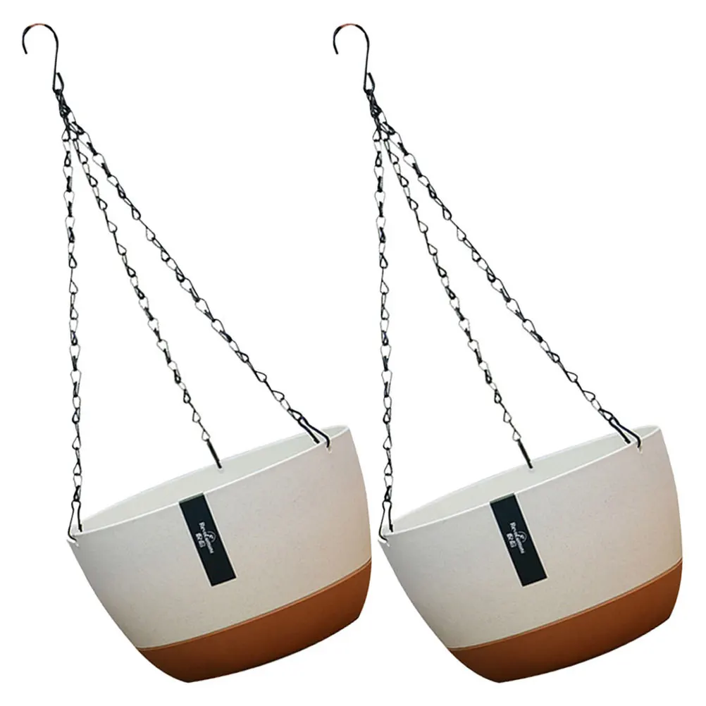 

2 set Hanging Planters Outdoor Indoor Premium Plastic Metal Basket Balcony Garden Planter For Succulents Ferns Decorative
