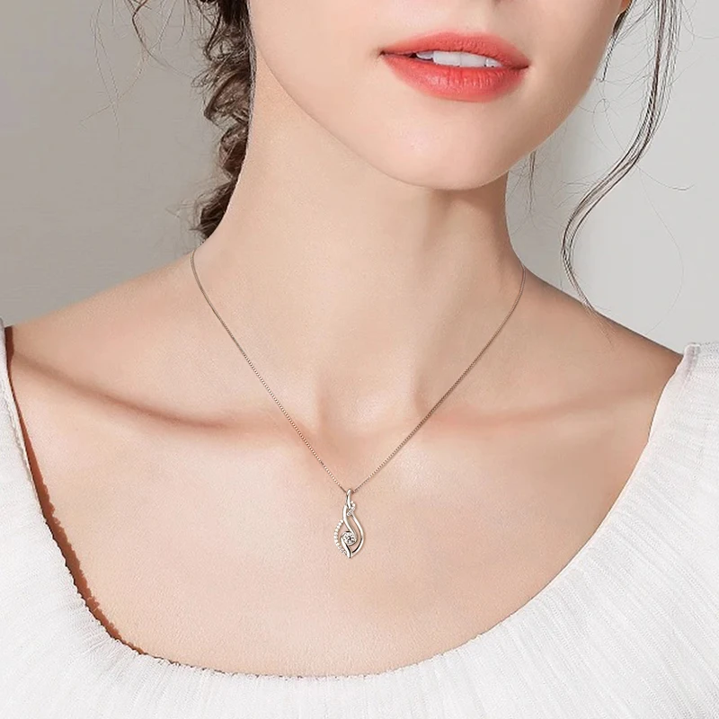 

AINUOSHI 4MM Moissanite Twist Pendant Necklace 925 Sterling Silver Clavicle Necklaces For Women Ladies Multilayer Neck Jewelry