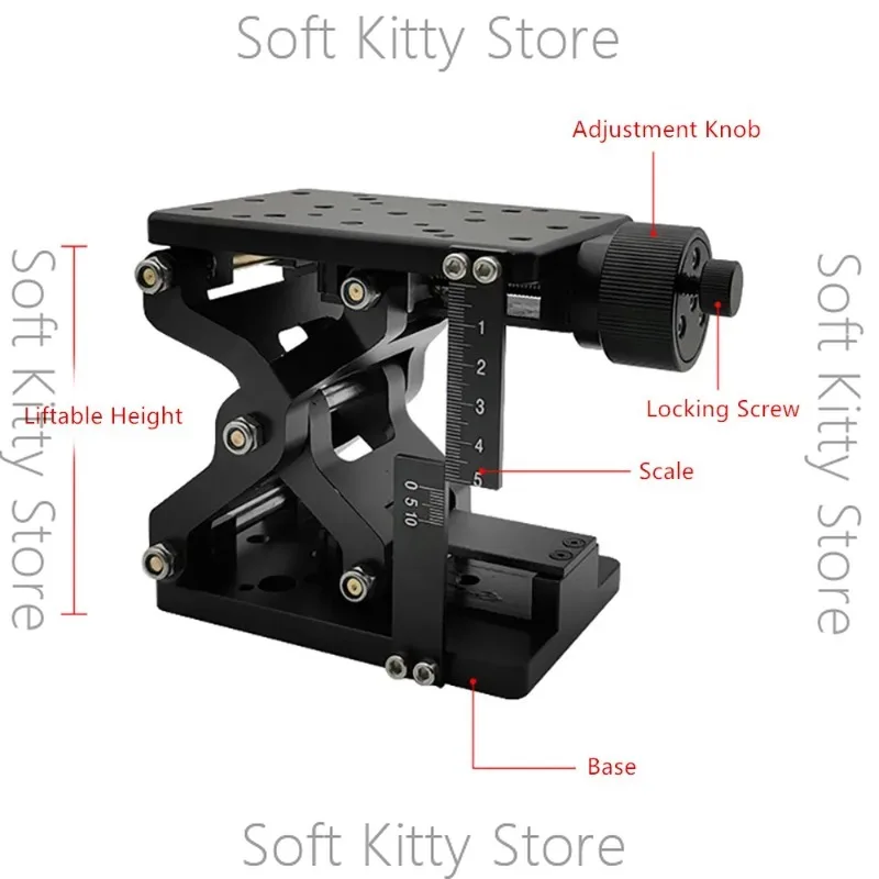 120x80MM High Precise Manual Lift Z-Axis Manual Lab Jack Elevator Optical Sliding Lift Lifting Platform Stroke 60MM Load 20KG
