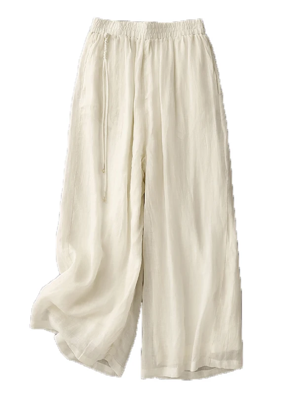 Double Layer Wide Leg Casual Pants High Waist Loose Fitting Straight Cut Trousers for plus Size Women Autumn Fashion 5