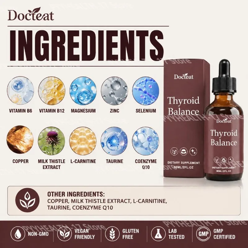 Docteat Balance Liquid Drops with Vitamin B12 Magnesium and Zinc Support for Men Women Daily Energy and Vitality 60 ML Bottle