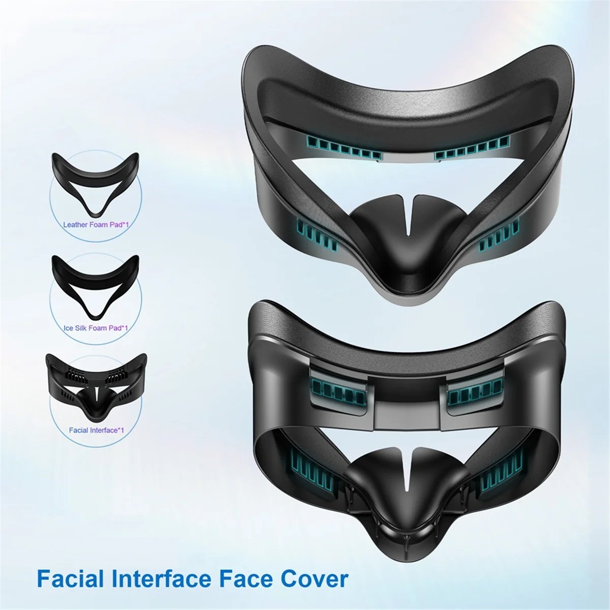 Чехол для лица с интерфейсом POP-l для аксессуаров Meta/Oculus Quest 3S, комфортный чехол для лица из искусственной кожи и хлопка из ледяного шелка