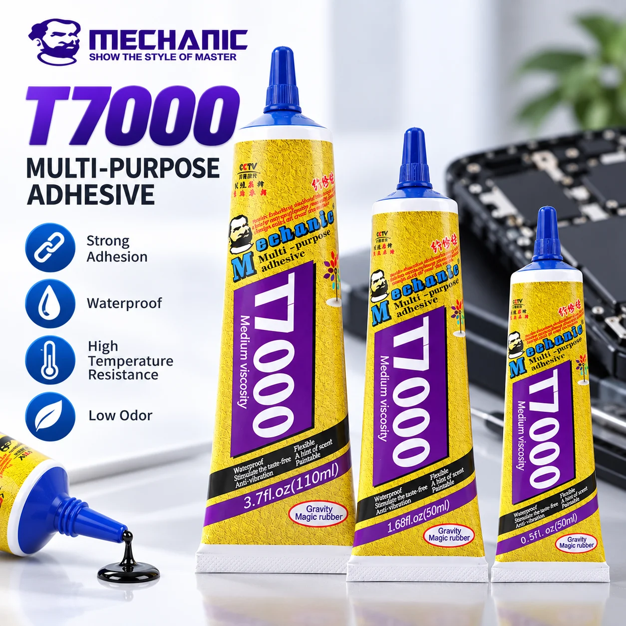 MECHANIC T7000 15ml 50ml 110ml Multipurpose Adhesive Glue for LCD Touch Screen Cell Phone Back Cover Jewelry DIY Crafts Repair