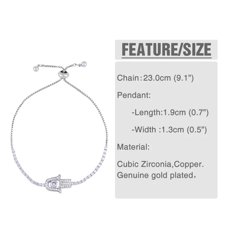 FLOLA Cubic Zirconia Evil Eye Bracelets for Women Fatima Hand Charms Bracelets Crystal Beating Heart Tree Of Life Jewelry brtb97