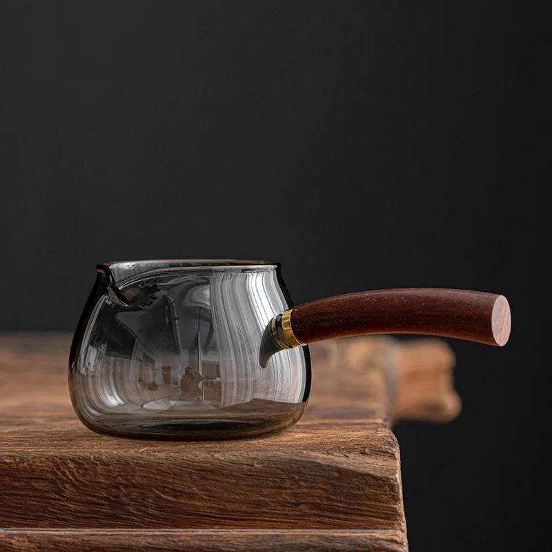 Creative Crank Side Wooden Handle Glass Tea Dispenser Fair Cup With Filter  Heat Resistant Kungfu Tea Set Teapot Tea Maker