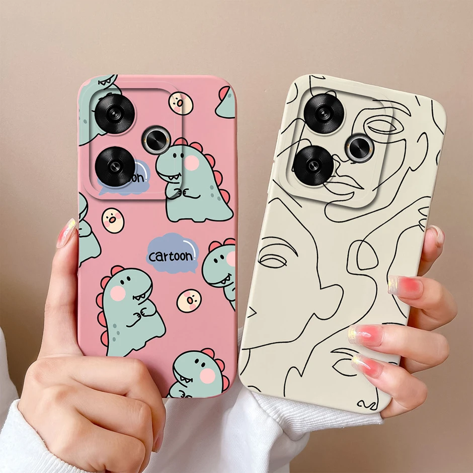 Case For Xiaomi Poco F6 Pro Cute Cartoon Dinosaur Silicone Soft TPU Phone Cover For Xiaomi PocoF6 Fundas Poco F6Pro Bumper Coque