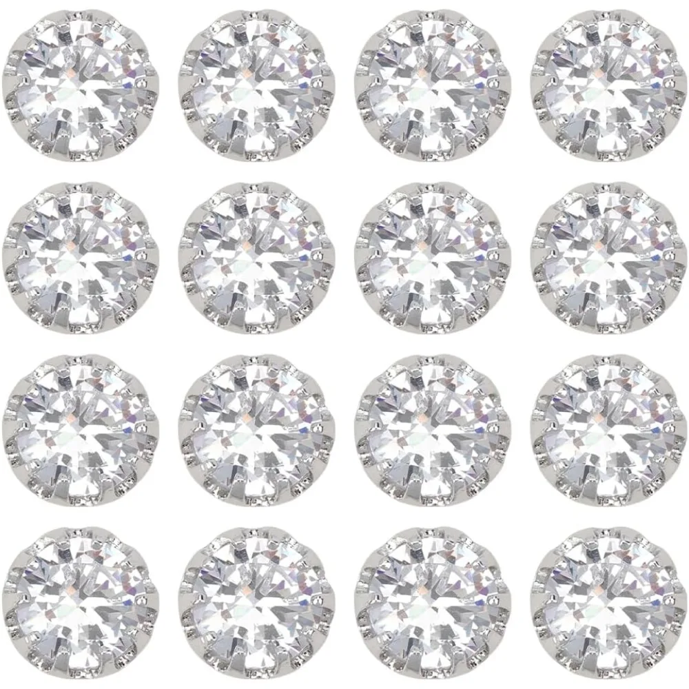 

16pcs Rhinestone Buttons Sewing Button with Shank Brass Clear Cubic Zirconia Cufflinks Glass Buttons with Shirt