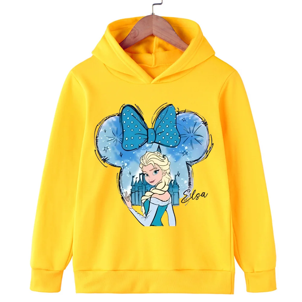 لطيف الأميرة إلسا الأطفال البلوز الخريف جديد الفتيان والفتيات في الهواء الطلق الترفيه الدافئة مقنعين البلوز البلوز