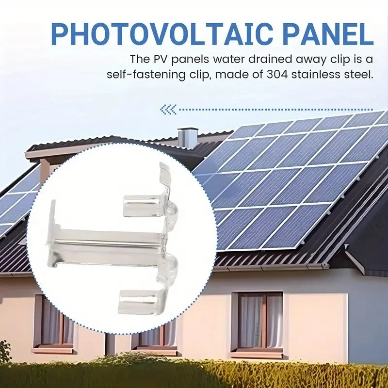 100/50/30 قطعة من مشابك تصريف الألواح الشمسية، 304 مشابك دليل تدفق المياه المضادة للغبار، متوافقة مع إطارات PV 30/35 مم #5