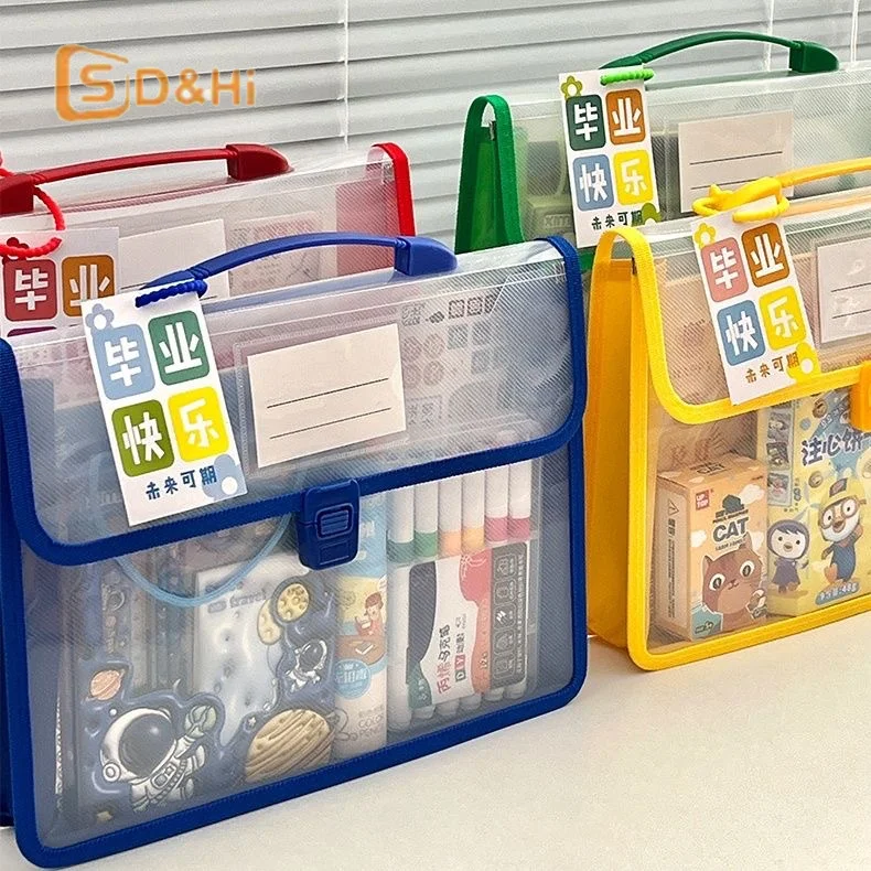 

A4 Portable Snap Button File Bag Large-capacity Document Bag Examination Paper Storage Bag File Organizer School Supplies