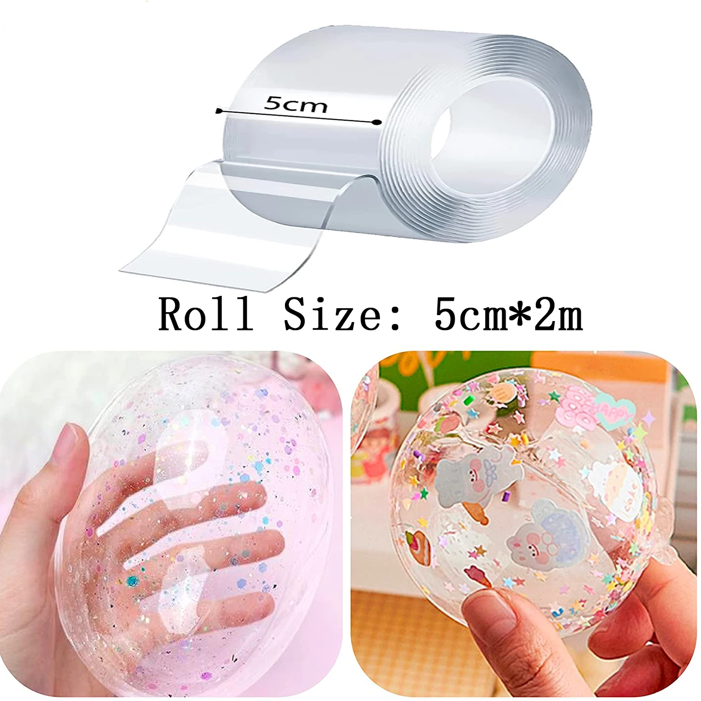 Nano Tape Bubbles Tape Kit Craft DIY Double Sided Tape Fun Toys Ballon Adhesive Tape with Bubble Balloons With 5pcs Straw