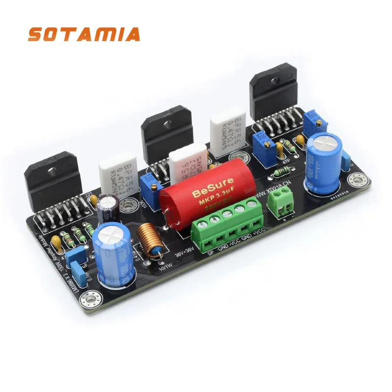 SOTAMIA LM3886 Power Amplifier Board 150W Three Parallel Mono Sound Amplificador Home Theater Audio Amp DC Supply Power