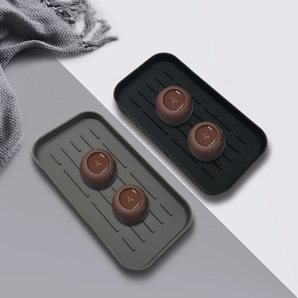 

Silicone Drain Tray Thick Deep Grooves Dish Drying Mat Kitchen Sink Organizer Countertop Storage Pad For Sponges Brushes