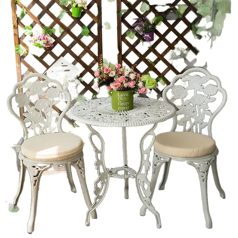 

Balcony small table and chairs three-piece European outdoor leisure wrought iron courtyard
