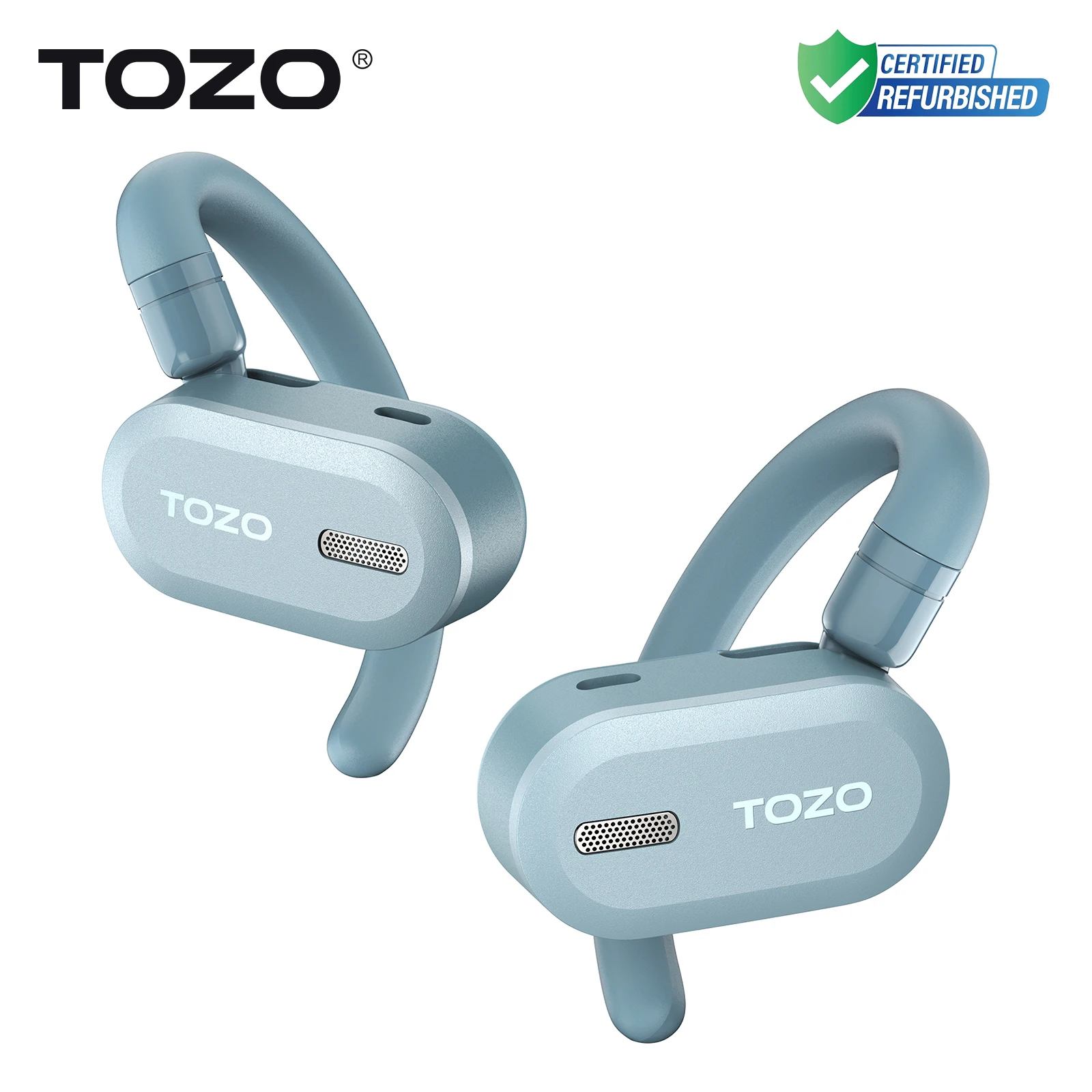 Refurbished TOZO Open Ear Hooks Headphones OWS Wireless Bluetooth 5.3 Earphones Earbuds Adjustable Music Sport HiFi Stereo Sound