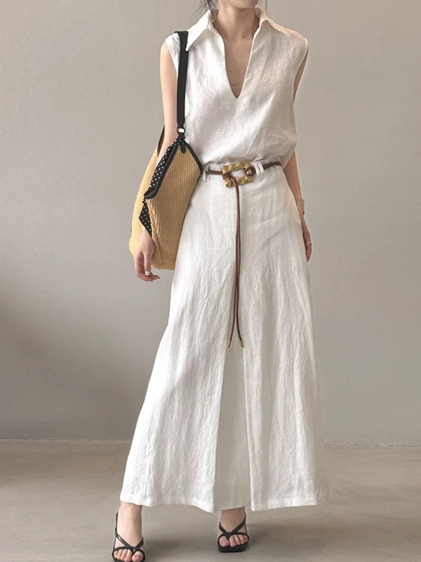 

Модный комплект из топа с V-образным вырезом без рукавов и юбки средней длины для женщин, летний новый стиль, двухсоставный костюм для офиса, стильный комплект для взрослых женщин.