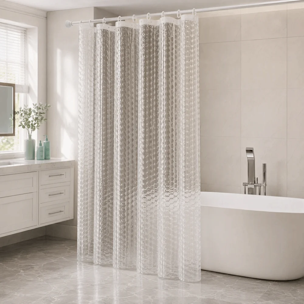 Semi-Transparent Shower Curtain Water Cube Pattern multi-size Bath Curtains Liner Thick Mouldproof Bathroom Curtain