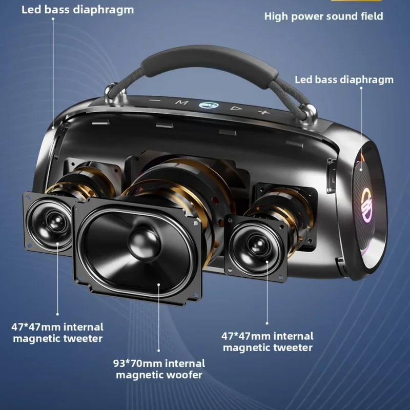 SODLK Outdoor Bluetooth Speaker 100W Powerful Bass Portable Speaker with Handle RGB Light Long Battery Life for Camping Party
