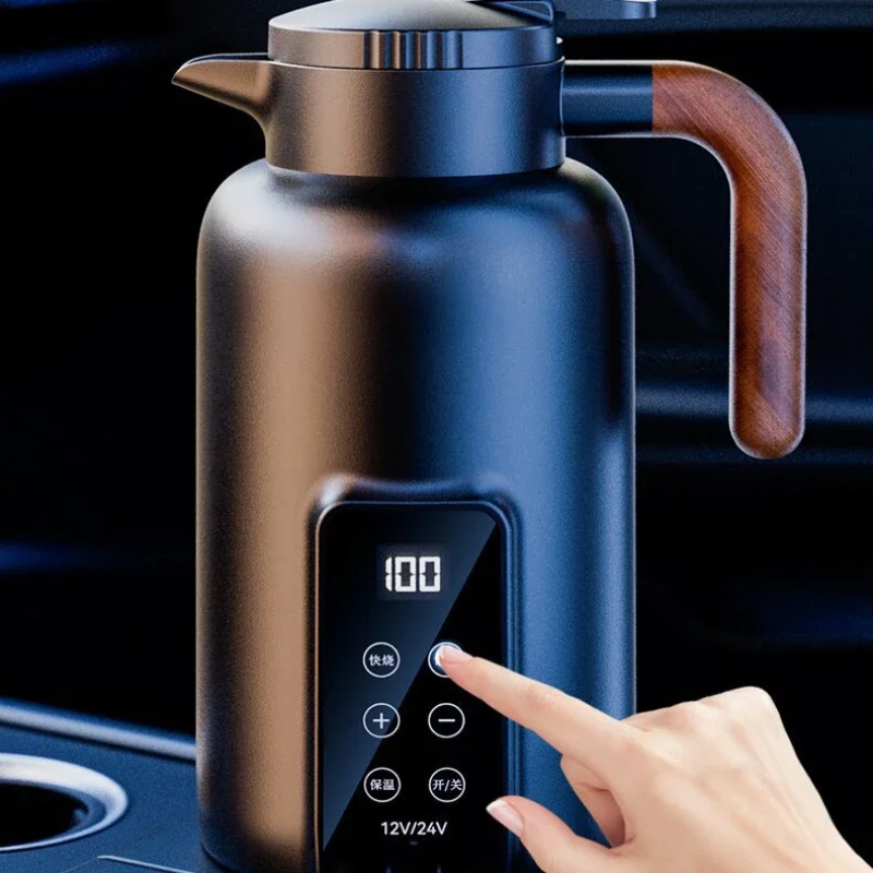 Electric cup 1PC car stainless steel liner heating water cup car water heater thermos 12V/24V intelligent digital display kettle