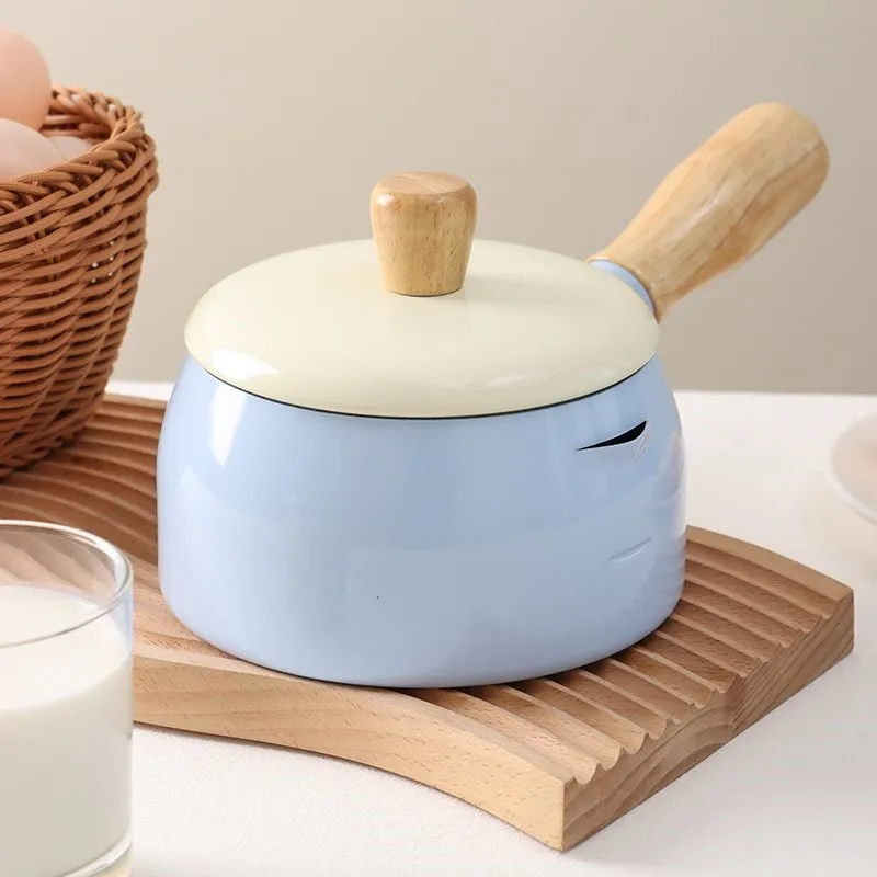 Japanese Style Milk Pot 14cm Non Stick Single Handle Gas Stove Electric Stove Iron Soup Pot Instant Noodle Food Cooking PotZF653