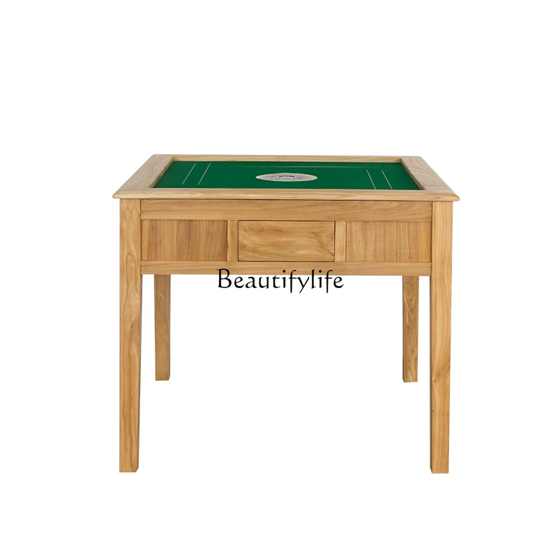 New Chinese Electric Mahjong Household Solid Wood Old Elm Dining Table Chess Table