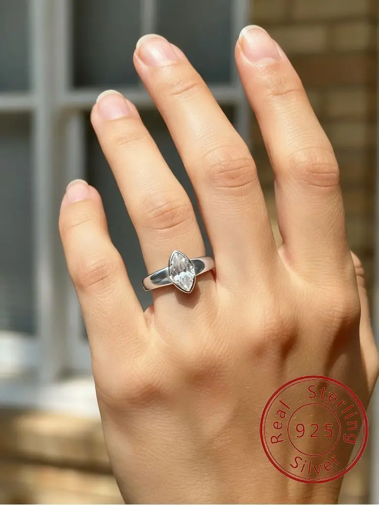 925 Sterling Silver Fashionable Gorgeous Marquise Zircon Ring For Women Engagement Wedding Luxury High Quality Fine Jewelry