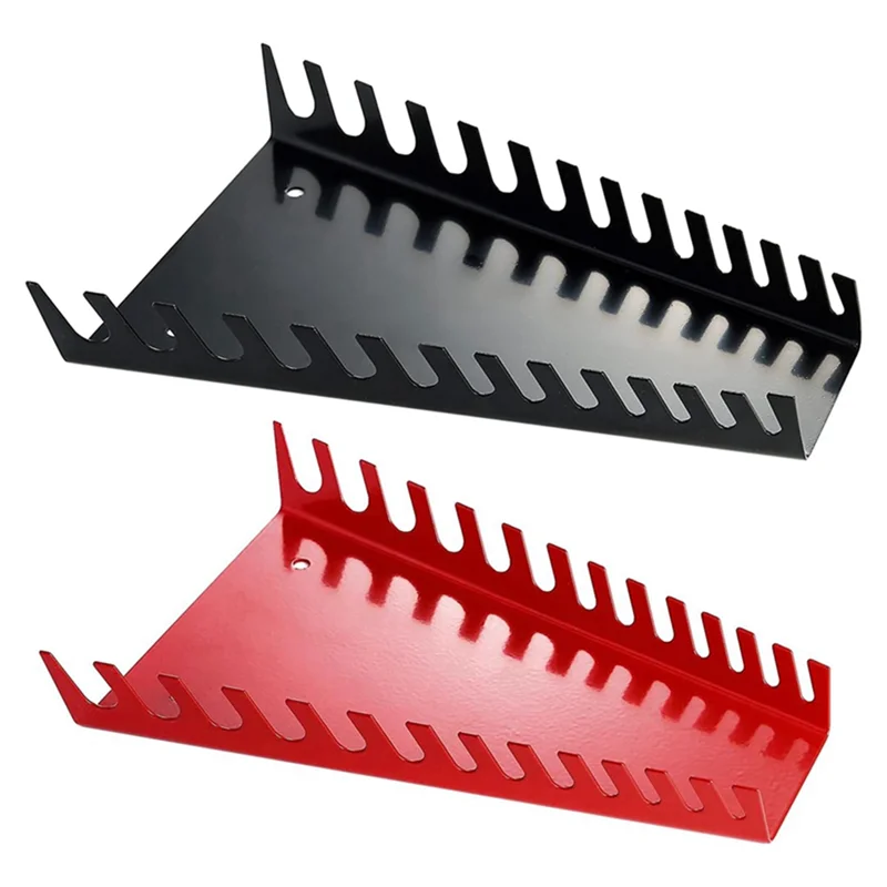 

New 2 Pack Metal Wrench Organizer- Premium Wrench Holder Tray, Wall-Mounted Storage Solutions for Wrench (1 Red & 1Black