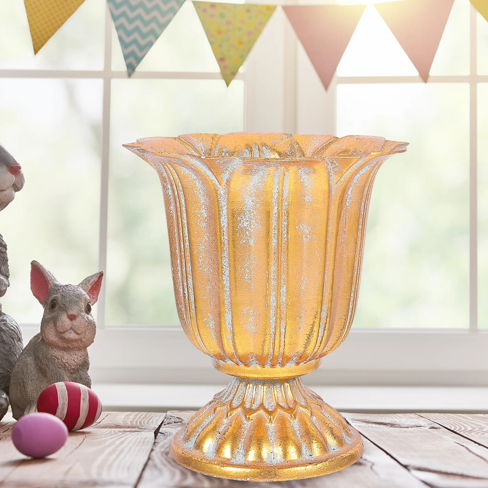 

1pc Retro Flowerpot Iron Vase Long Lasting Decorative Bucket For Home Office Garden European Style Classical Design