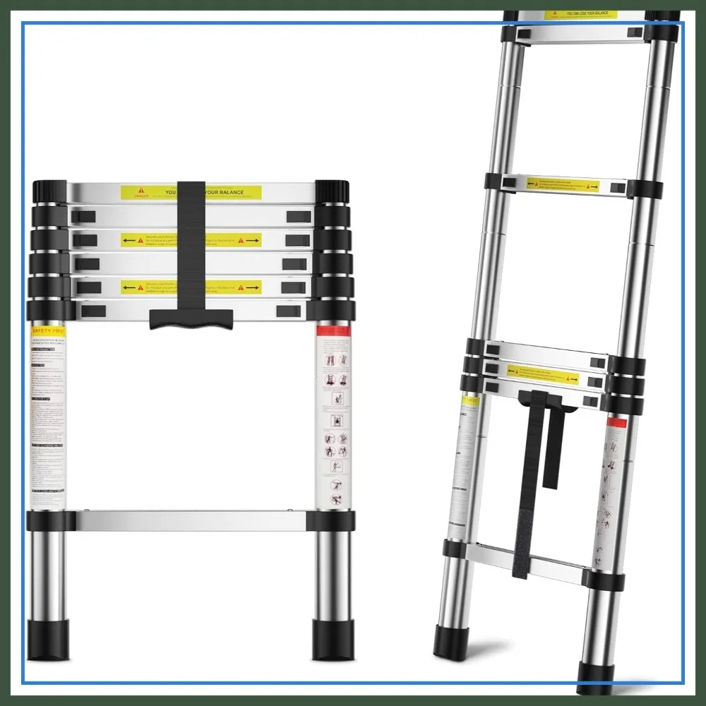 

6.6 FT Extension Ladder, Lightweight Collapsible Aluminum Telescoping Ladder for Home, RV, Attic, Daily Use, 330 lbs Capacity